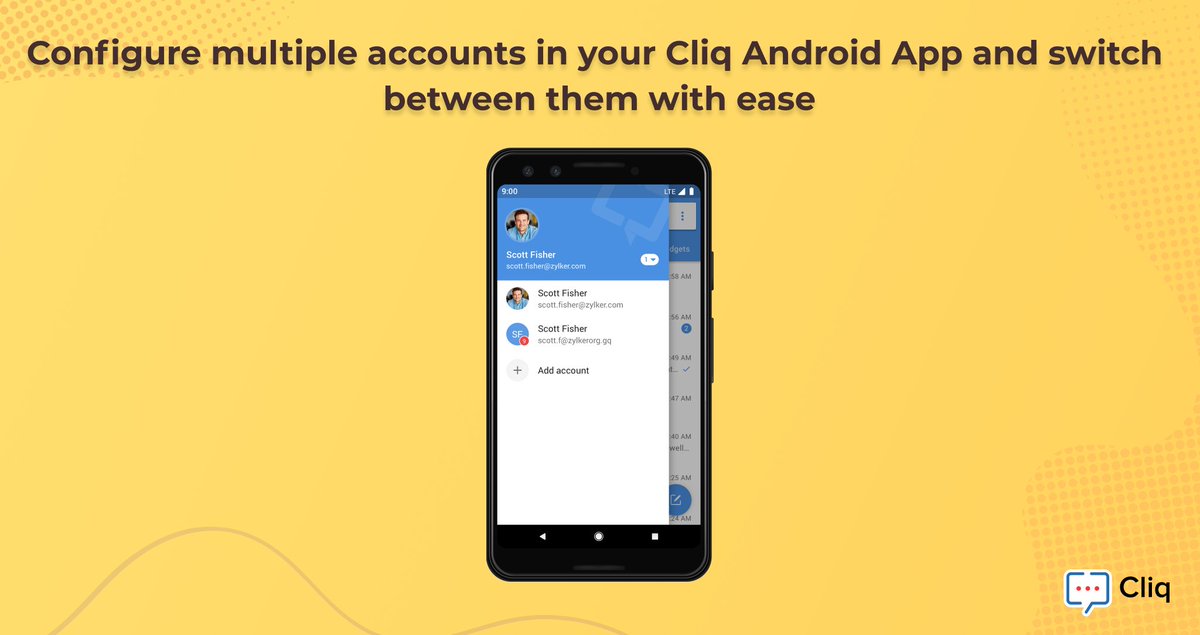 ZohoMENA's tweet photo. Configure more than one account in Zoho Cliq! 😎

The all-new Multi-account feature allows you to switch between accounts easily in Cliq Android App. 

@zohocliq #ZohoCliqUpdates #ZohoMEA https://t.co/GdICCyucEQ