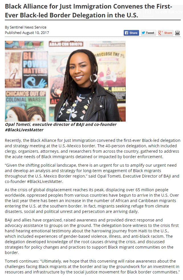 Opal Tometi, executive director of Black Alliance for Just Immigration (BAJI) and BLM co-founder.