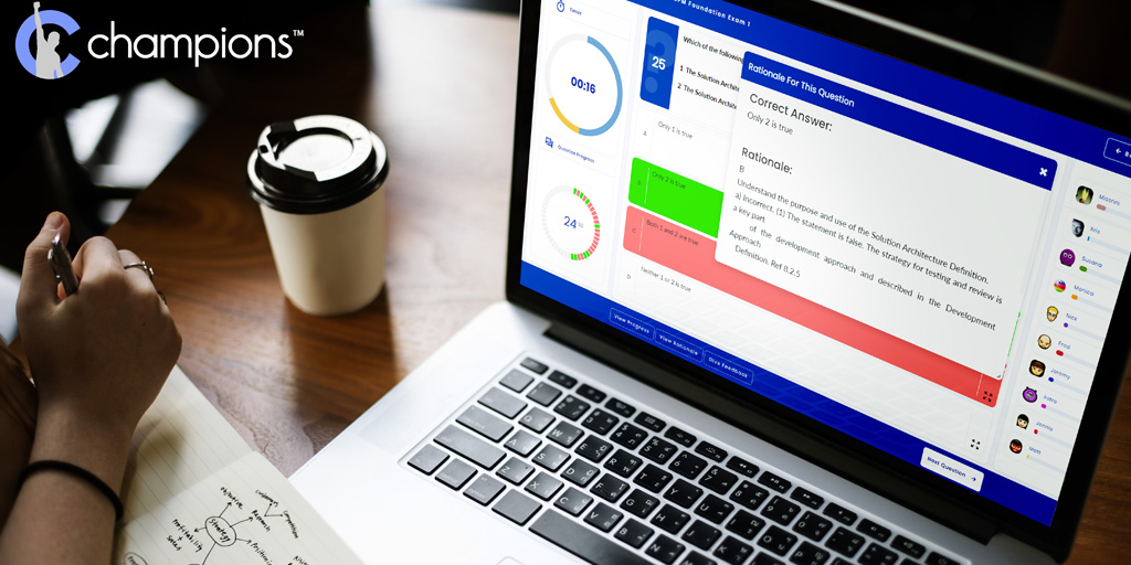 Oops! You got that question wrong. But why?

Champions tells you right away, giving you the Rationale and the reference to your course material.

You're actually LEARNING while you practice for your exam. 

#ITIL4 #DevOps #cybersecurity #examprep #elearning #onlinestudy #AgilePM