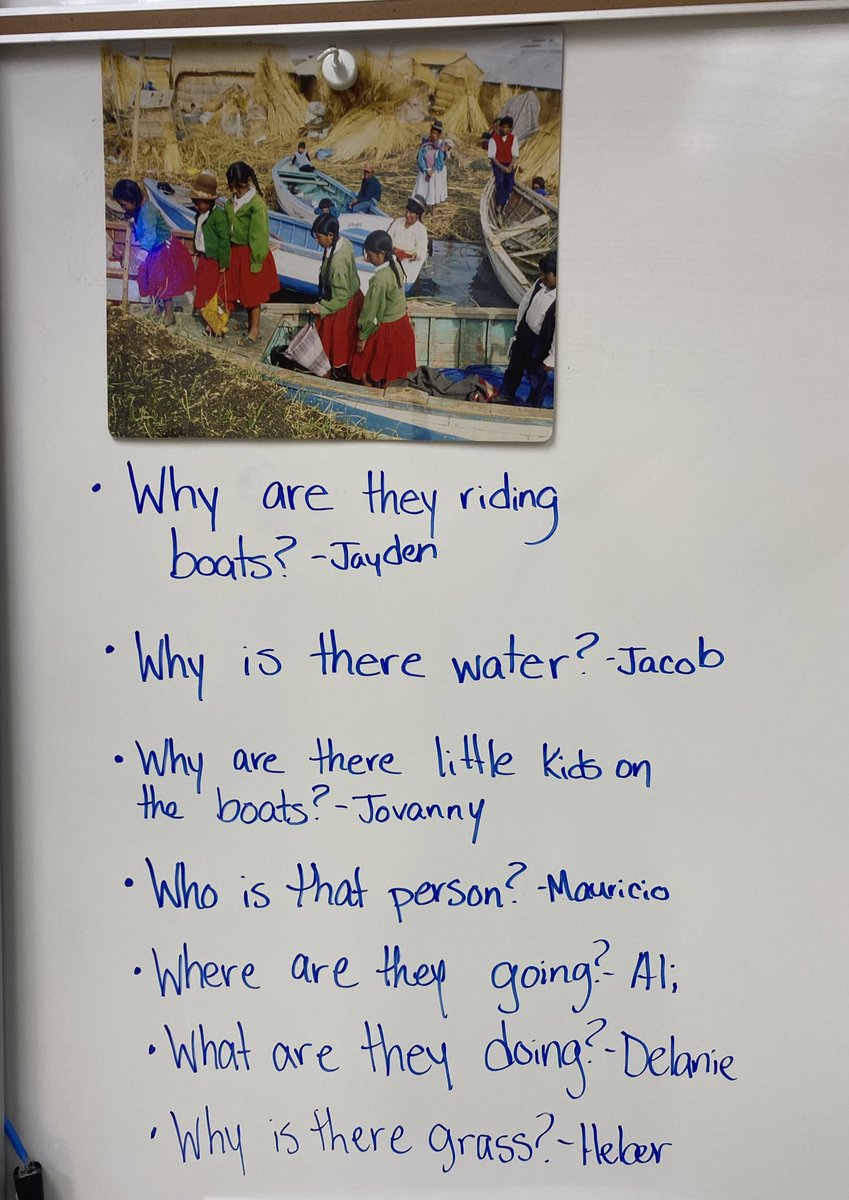 LibbysLearners's tweet photo. Look at all the questions my @FES_Mustangs 1st grade students were able to generate based on just two photos from our Wonders read aloud today! I’m so proud of them. Tomorrow they write their own questions! #myhandistired #gallopforsuccess https://t.co/xqPgaKoo4s