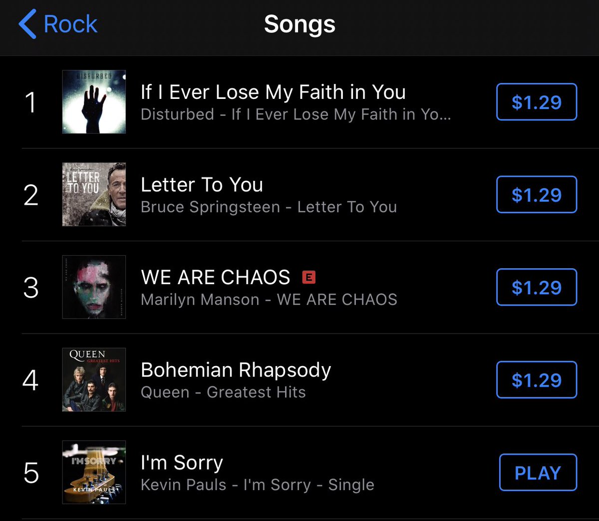 kevinpauls's tweet photo. So...with a HUGE amount of gratitude we ended the release day at #5 on the iTunes Mainstream Rock Chart! #beyondThrilled #ccm #ccmrevival #danielband #gmaCanada #kevinpauls https://t.co/GdxfWK6cjx
