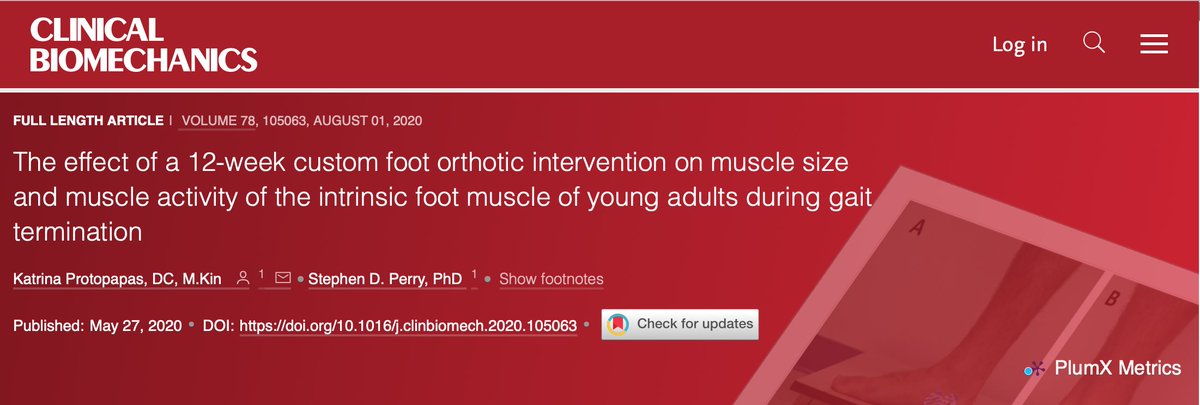 IreneSDavis's tweet image. Numerous studies demo foot muscle hypertrophy when removing support of the arch.  While it seems intuitive, this is the first published study to demo that adding support results in foot muscle atrophy after only 12 weeks of orthotic use!  Nice work!!  #strengtheningoverbracing