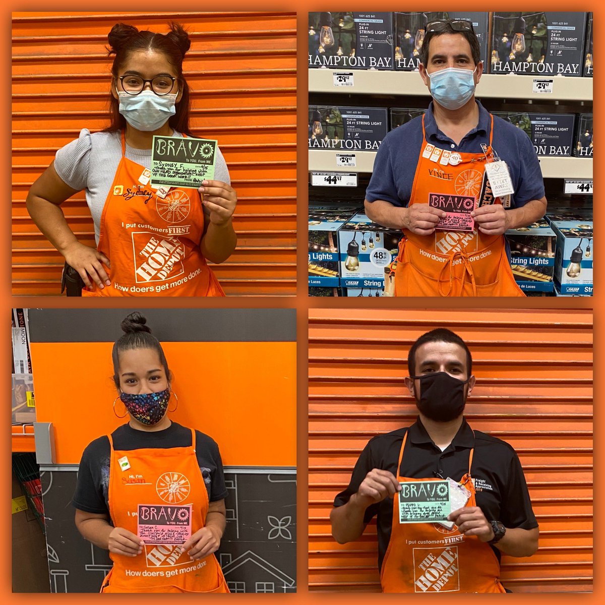 Took the time to recognize these amazing associates today with some #BravoAwards! Thank you Sydney &amp; Pedro in Receiving, Vince in Electrical &amp; Susan in Service Department. Keep Up The Good Work! #LivingOurValues #CelebrateOften #THD0580 #BuildingStrongRelationship #PowerOfTheGulf