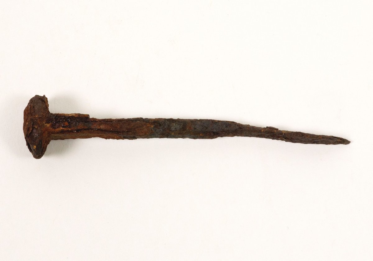 KristyKokegei's tweet photo. With my best serious curator voice on: 'This metal nail with square head was taken from Robe Prison (1861), in South Australia... it represents the changes that Robe underwent in the late 19th century' #AskACurator #DullestObject https://t.co/cfErxfqbm6