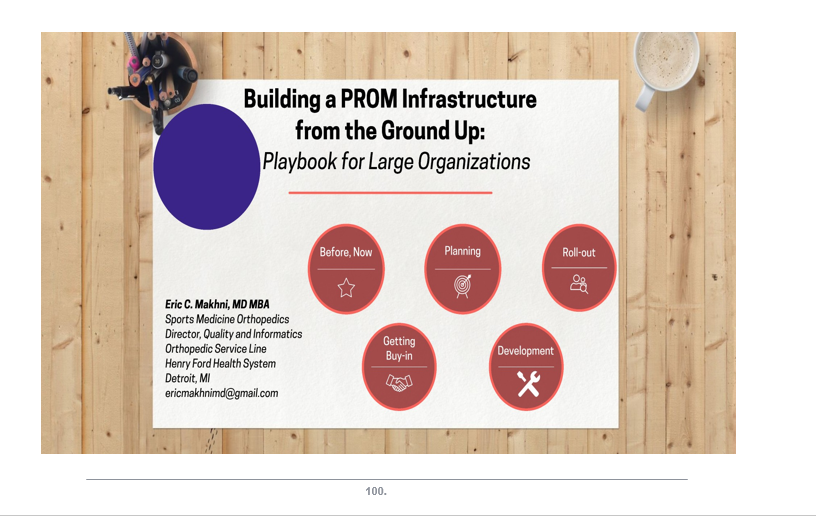 aoa1887's tweet photo. Eric Makhni, MD, MBA discusses Building a PROM Infrastructure from the Ground Up. #2020ELF https://t.co/I2fbdI4qwX