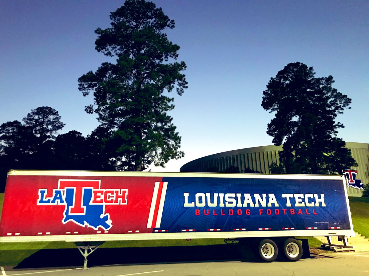 PaulKabbes's tweet photo. Loaded up and heading to Lake Charles tomorrow at 8 am. Thanks to @LATechSB, @LATechBSB, @LATechVB, @LATechHoops, and the Tech family making it happen.  Ready to support our @McNeeseSports friends. #LouisianaStrong https://t.co/fuwS0ES0cK