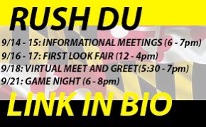 du_umd's tweet photo. Fall 2020 rush events! If you’re interested in meeting the best DUdes in College Park please use the link in our bio or stop by our table at the Virtual First Look Fair! https://t.co/Cxa3AusBG7
