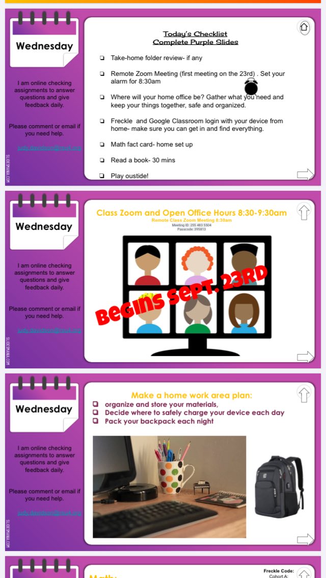 I’m using #GoogleSlides templates from <a href="/SlidesManiaSM/">SlidesMania 💛</a> to make hybrid weekly planners for my students. BEST IDEA EVER! One post in #GoogleClassroom for the week and everything is linked. 1st slide for each day is a checklist.