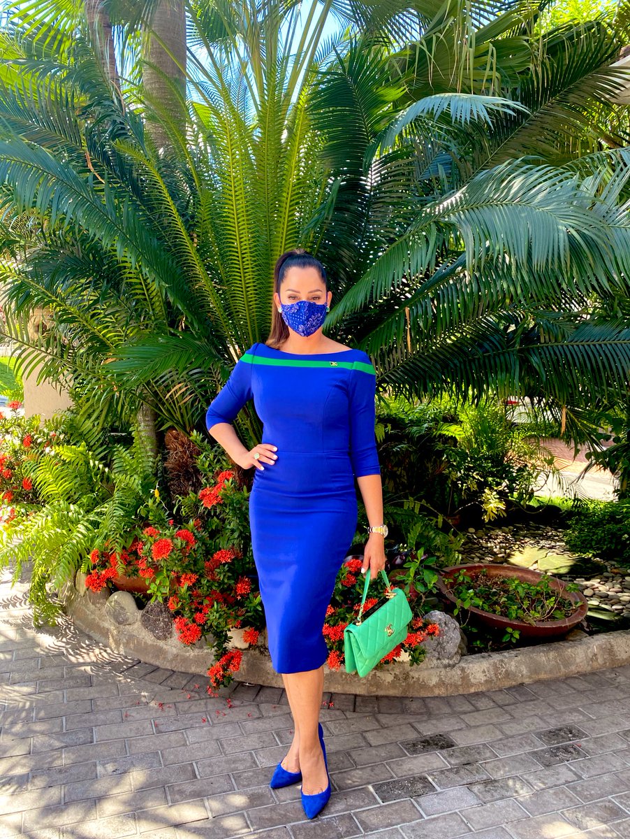annmarievazja's tweet photo. Me on my way to be sworn in for the Second time as #MP for my beloved #EastPortland in my #KeneeaLinton dress. #JamaicanDesigner #BuyJamaican #BuildJamaica π―π²ππ»β€οΈπ· https://t.co/yZVmekNzO3