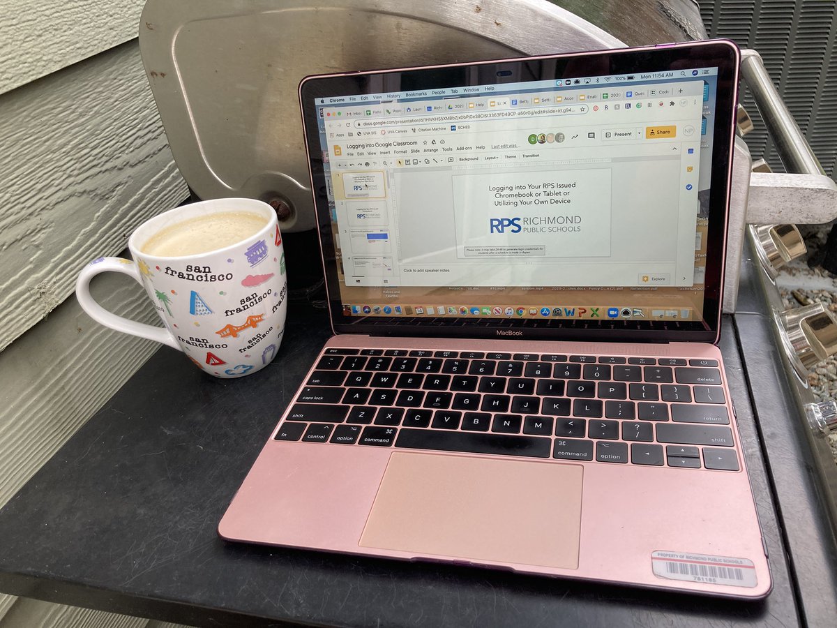 LenardITC's tweet photo. I move my “desk” around a lot during my day... kitchen counter desk, couch desk, patio desk. Today, I discovered grill desk. Whatever works 🤷🏻‍♀️ #CreativeWorkSpaces #WeAreRPS #VirtualTeaching #LeadWithLove @RPS_Schools https://t.co/8DkzBl1B8T
