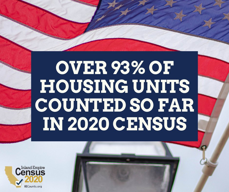 Over 93% of housing units have been accounted for as of today in California, per the 2020 Census housing unit completion rates. Encourage everyone to be counted to increase these percentages! Visit  my2020census.gov #IECounts #2020Census #Census #HasmeContar #CountMeIn