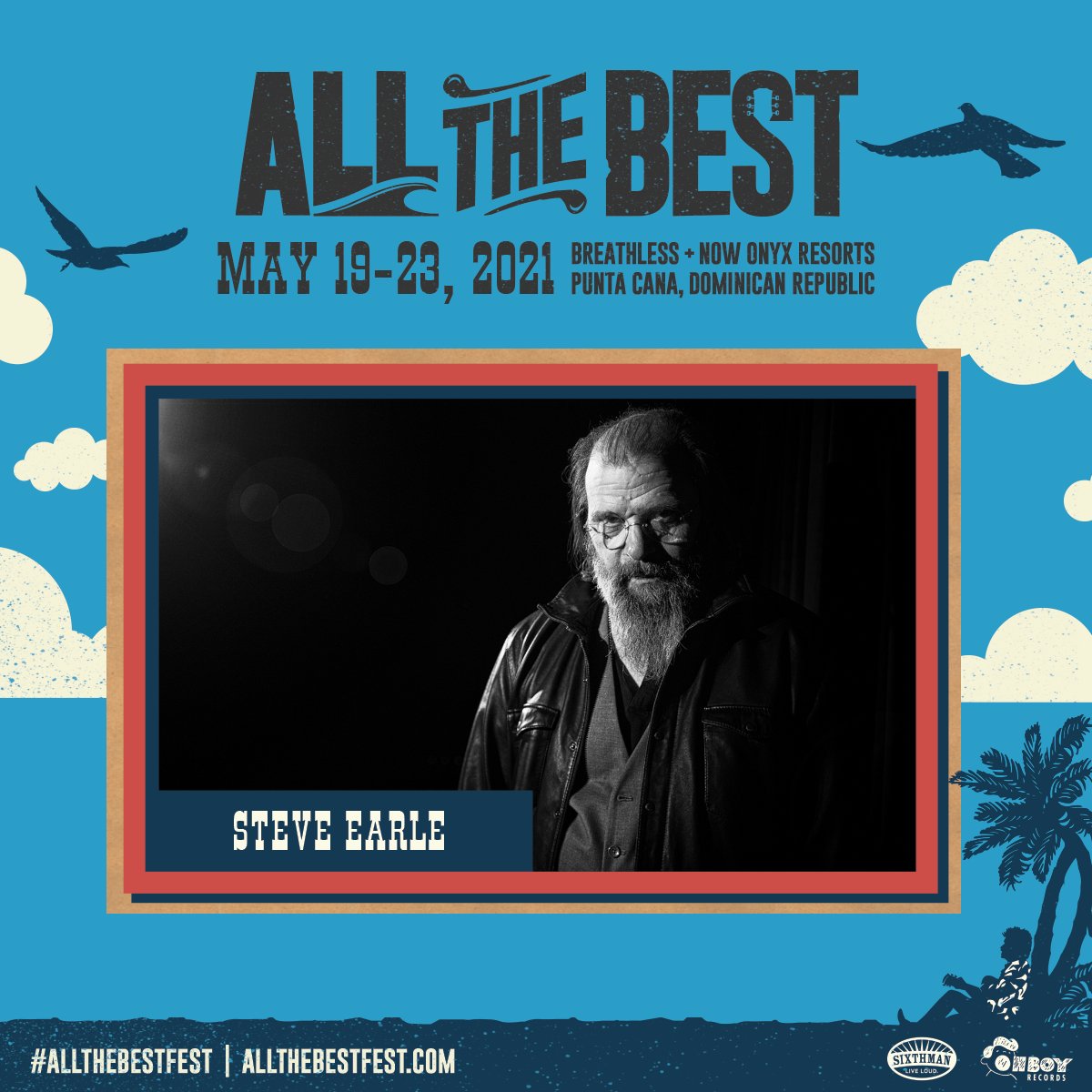 Steve Earle, one of the most acclaimed singer-songwriters of his generations AND one of the fan favorites from the 1st #AllTheBestFest  is ready to take the beach stage again next May!