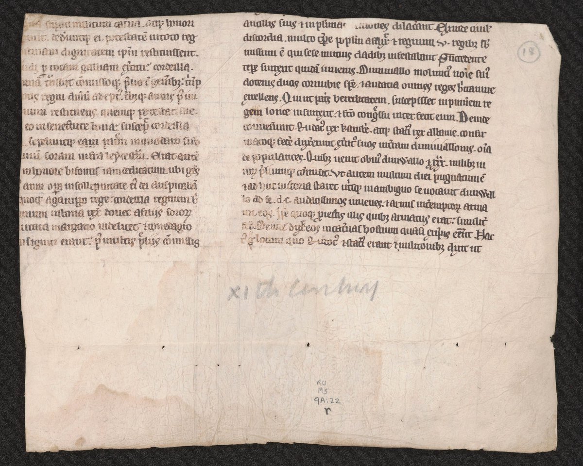 manuscriptsetc's tweet photo. The latest #manuscriptofthemonth takes you on a journey of history writing in Britain through a #KSRL fragment, MS 9/1:A22.

Read "An Unstudied Fragment of Geoffrey of Monmouth’s Historia regum Britanniae" here: https://t.co/fVX2uedCEN

#kansasmanuscripts https://t.co/3ES2DlxpkB