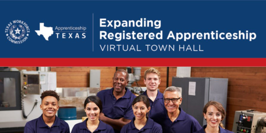 TXWorkforce's tweet photo. Considering an apprenticeship program? 
Join us for a town hall on expanding apprenticeships. Learn key strategies that will help you create or expand a registered apprenticeship program.
When: Sept 17, 1PM CDT
[Register Now] https://t.co/iu2YZDiAix https://t.co/tgeoxdw4Pr
