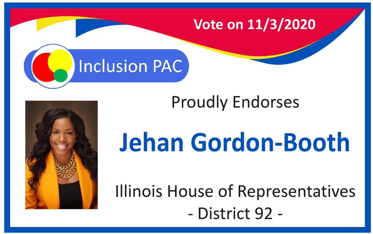 InclusionPAC's tweet photo. IPAC proudly endorses Reps. Jennifer Gong-Gershowitz, Jehan Gordon-Booth @RepJGB, Will Guzzardi @WillGuzzardi, and Sonya Harper @SonyaMHarper.

https://t.co/0xDZuwA6eG

IDs: Each image endorses a representative, using photos from the ILGA website and a reminder to vote on 11/3/20 https://t.co/Ktm6j9d9QA