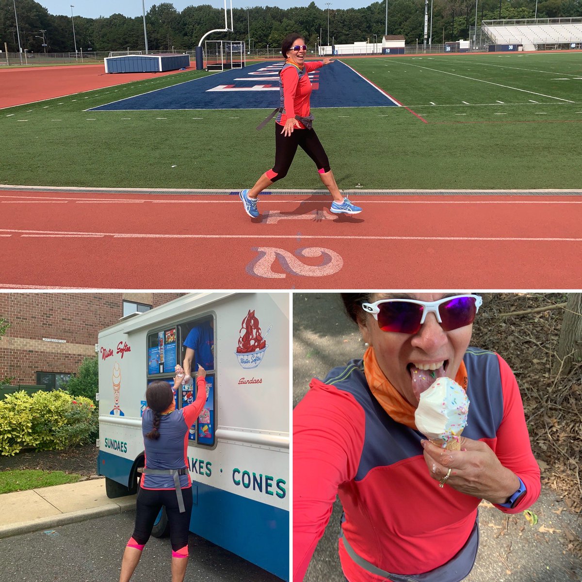 ultramiriam's tweet image. 15 miles ✅ - 7 road/trail; 5 track; 3 road/trail. Only 285.81 miles to go at Great Florida Traverse 901 miler! And a #mrsoftee cone w/sprinkles at the end of mile 12 on the track. 
#runners #ultrarunners #eat #icecream #ontherun #neverstopbeingakid