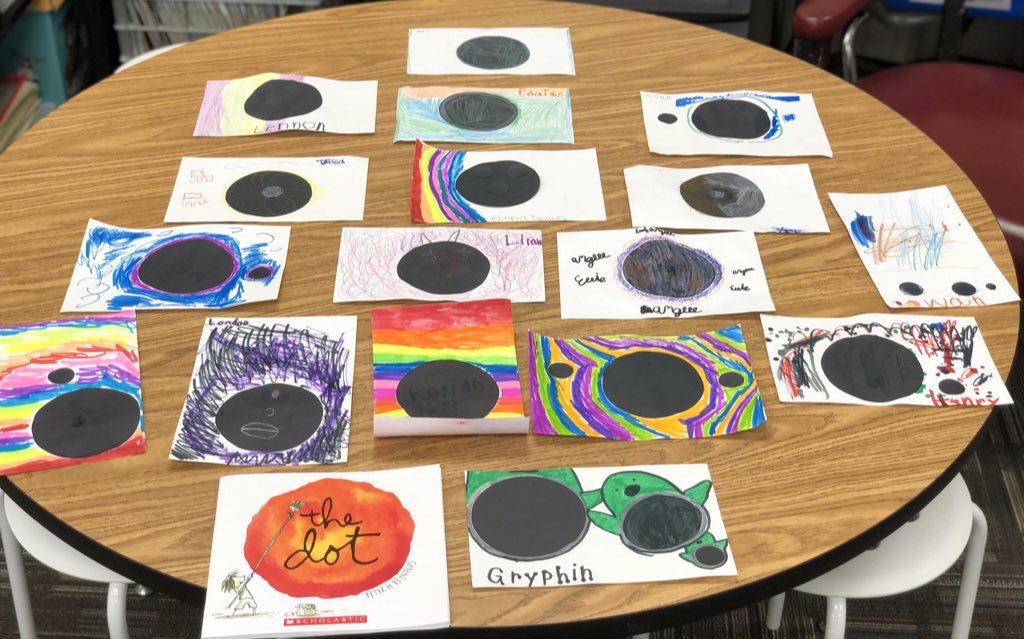 “Just make a DOT and see where it takes you.” @peterhreynolds I’m so thankful <a href="/DenelleStokes/">DenelleStokes</a> reminded us it was #InternationalDotDay! Check out our artwork! <a href="/HHE1stGrade/">Hawthorn Hill First Grade</a> <a href="/hhehornets/">Hawthorn Hill Elementary</a> 🐝 ❤️