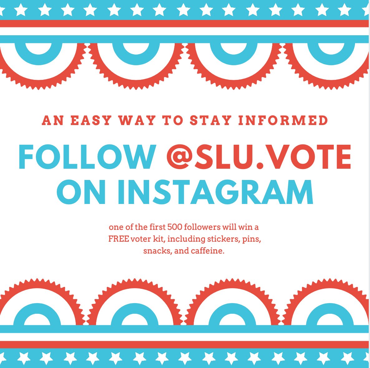 Follow this non-partisan Instagram account all about voting. Vote at SLU (<a href="/slu/">Søren Lund</a>.vote) has registration help, ballot info, and absentee/mail in voting access, as well as candidate/policy information and give aways! It’s the easy way to stay informed.