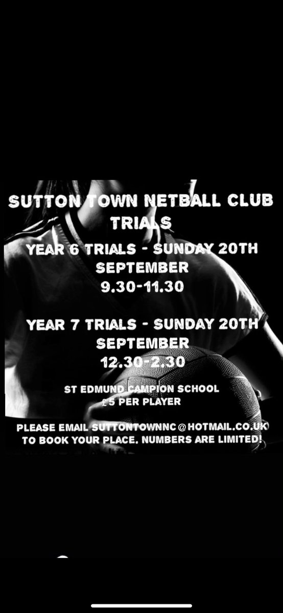 Sutton Town Juniors (@suttonjuniorsnc) on Twitter photo Please ensure you book your place! Even more important now than ever to not just turn up. Thanks guys 💪 @WestMidsNetball <a href="/Bham_Netball/">Netball in Birmingham</a> Please ensure you book your place! Even more important now than ever to not just turn up. Thanks guys 💪 @WestMidsNetball <a href="/Bham_Netball/">Netball in Birmingham</a>