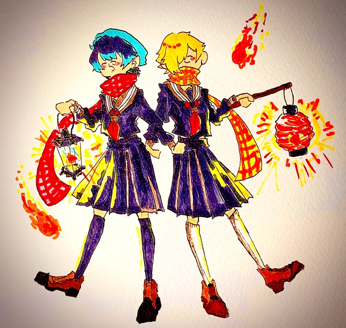 #マイクラ肝試し2020応援イラスト
今年もお二人の大絶叫楽しみです 