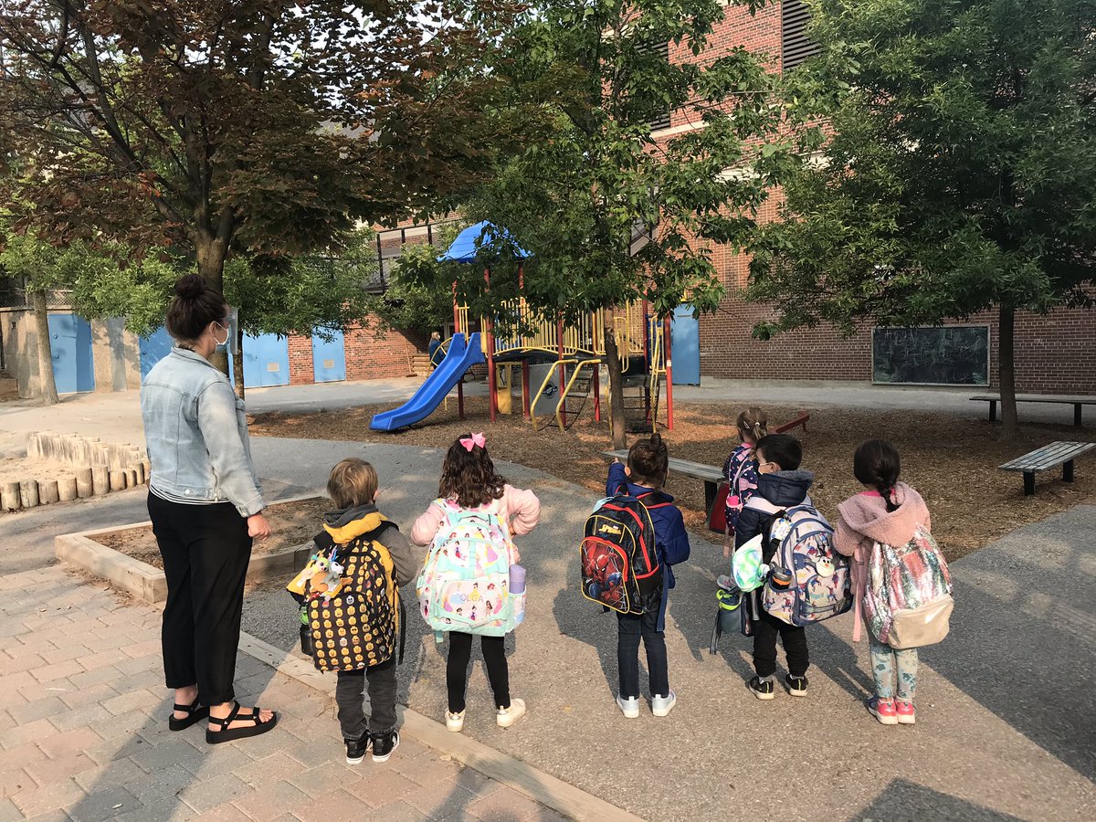 LiaWitcher's tweet photo. Welcome back, kindergarten 😃 So excited to meet the new SK Ss!  We explored our new spaces and some of the items in our individual learning boxes, just to name a few things in our busy day! #FDK @AllenbyPS_TDSB https://t.co/W2bcxTQezH
