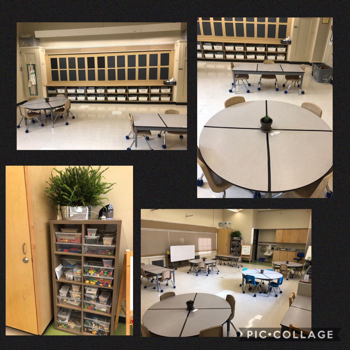 LiaWitcher's tweet photo. Welcome back, kindergarten 😃 So excited to meet the new SK Ss!  We explored our new spaces and some of the items in our individual learning boxes, just to name a few things in our busy day! #FDK @AllenbyPS_TDSB https://t.co/W2bcxTQezH