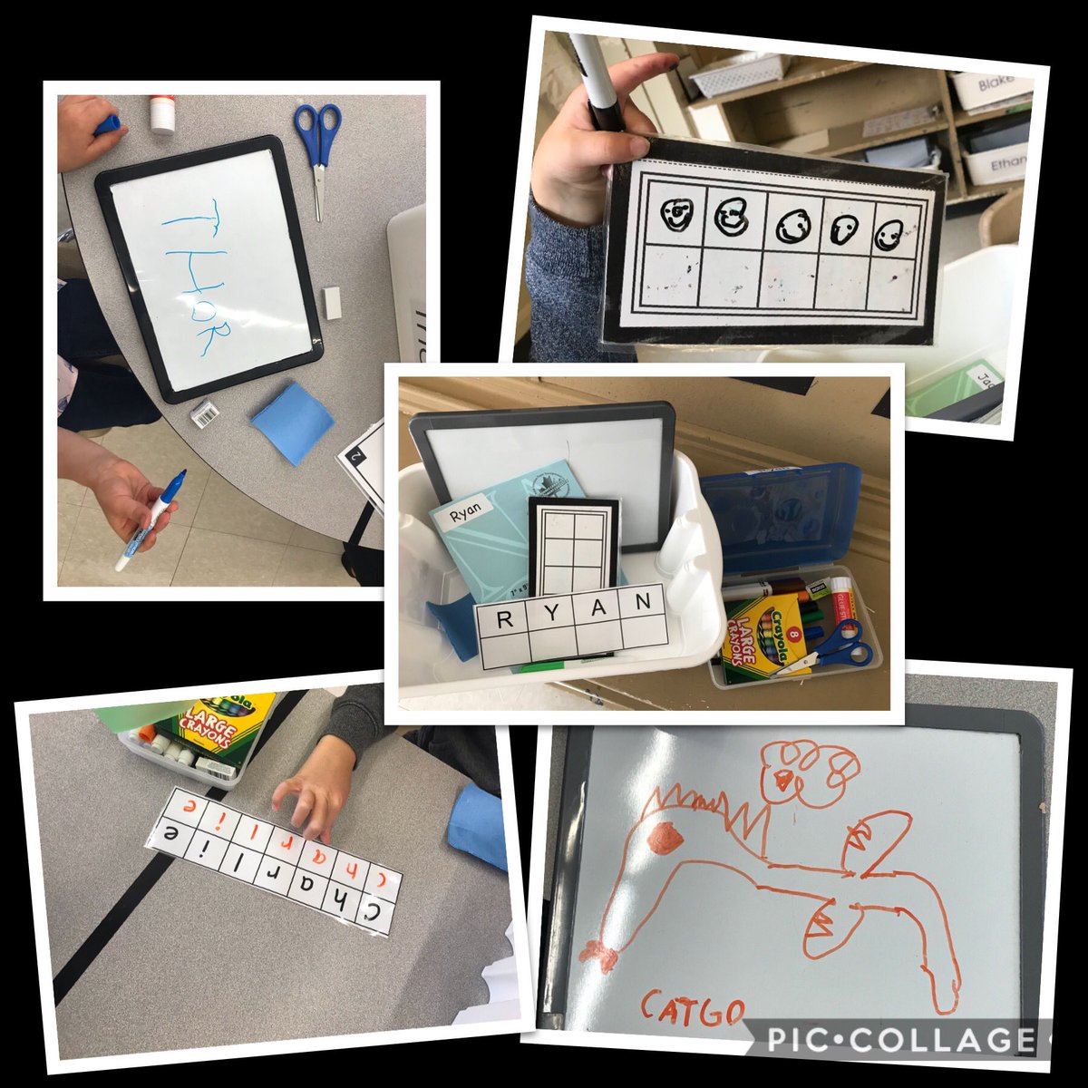 LiaWitcher's tweet photo. Welcome back, kindergarten 😃 So excited to meet the new SK Ss!  We explored our new spaces and some of the items in our individual learning boxes, just to name a few things in our busy day! #FDK @AllenbyPS_TDSB https://t.co/W2bcxTQezH