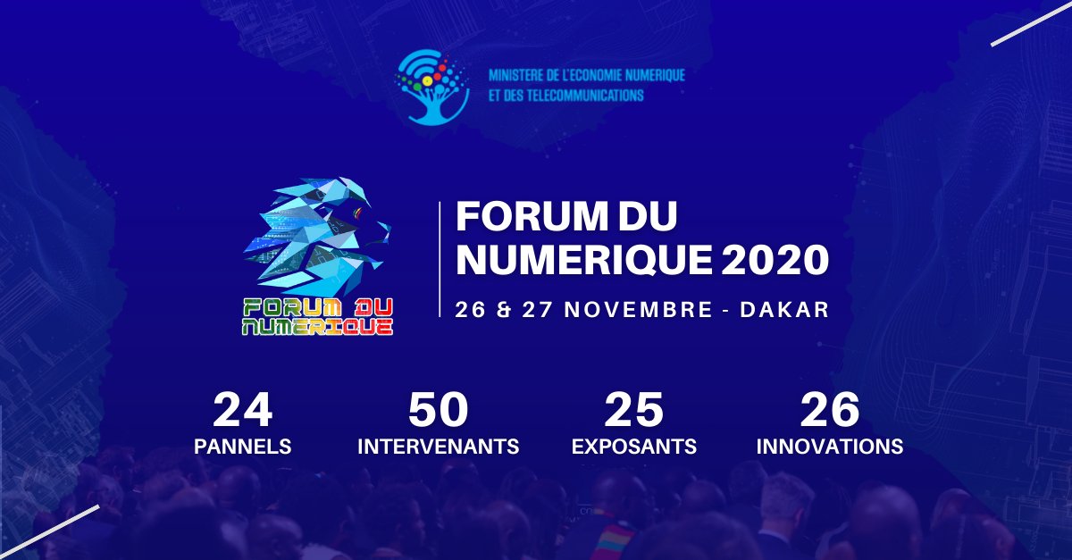 numeriqueSN's tweet photo. Le @MCTPEN vous convie les 26 & 27 novembre 2020, à la 2e édition du #Forum du #Numerique, et à la Remise du Grand Prix du Chef de l’Etat pour l’innovation dans le numérique.
Inscrivez-vous sur : https://t.co/wbOhX5euX3.
#ForumNumerique2020 #Sénégal #DigitalSN #NumeriqueSN https://t.co/lNKaImZ7Fo