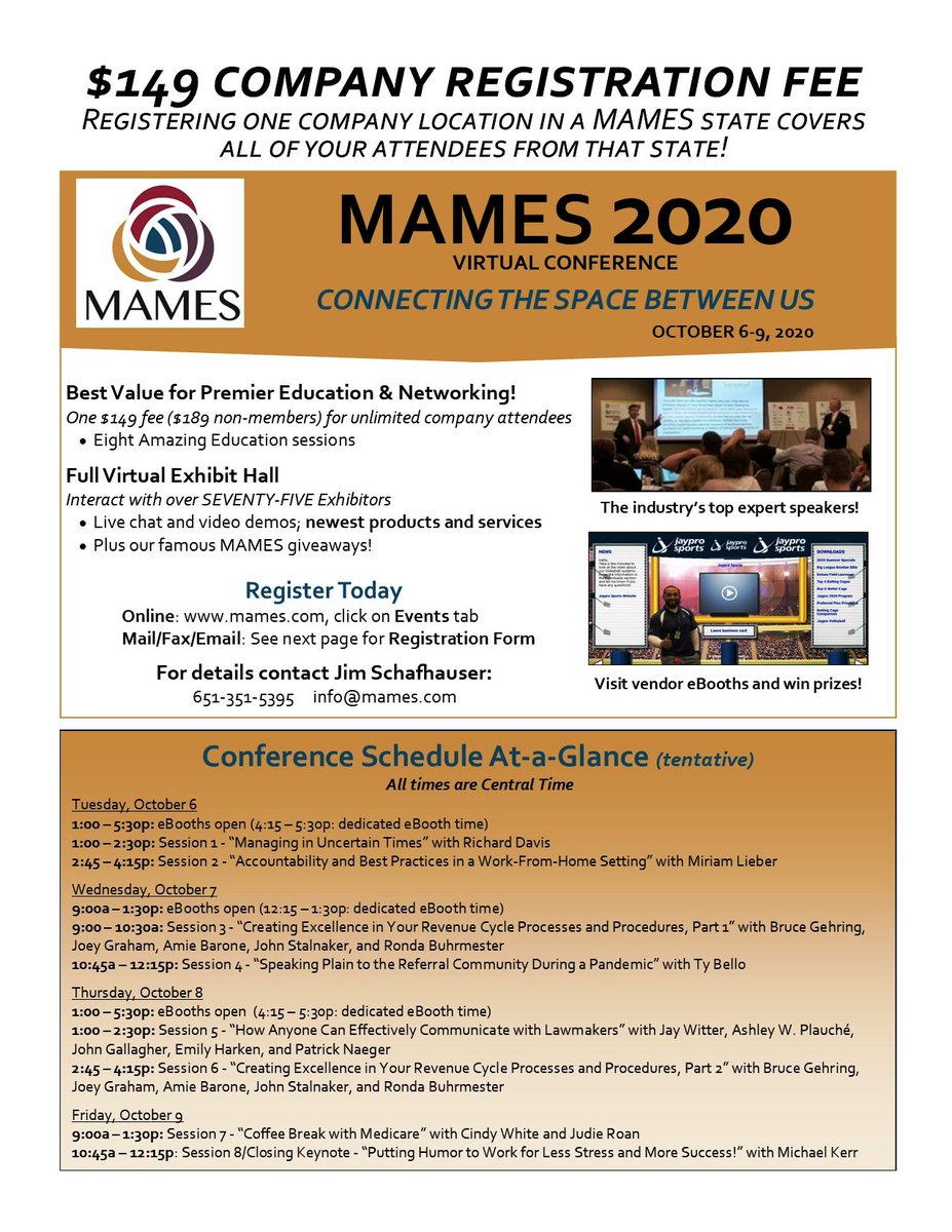 mameshme's tweet image. Check out the MAMES 2020 Virtual Conference today! Your only Virtual DME Exhibit Hall this fall with 75 exhibitors! Eight all new never before presented presentations designed by DME Providers for DME Providers! All DME Providers are welcome &amp;amp; our partner assn. mbrs save $40!