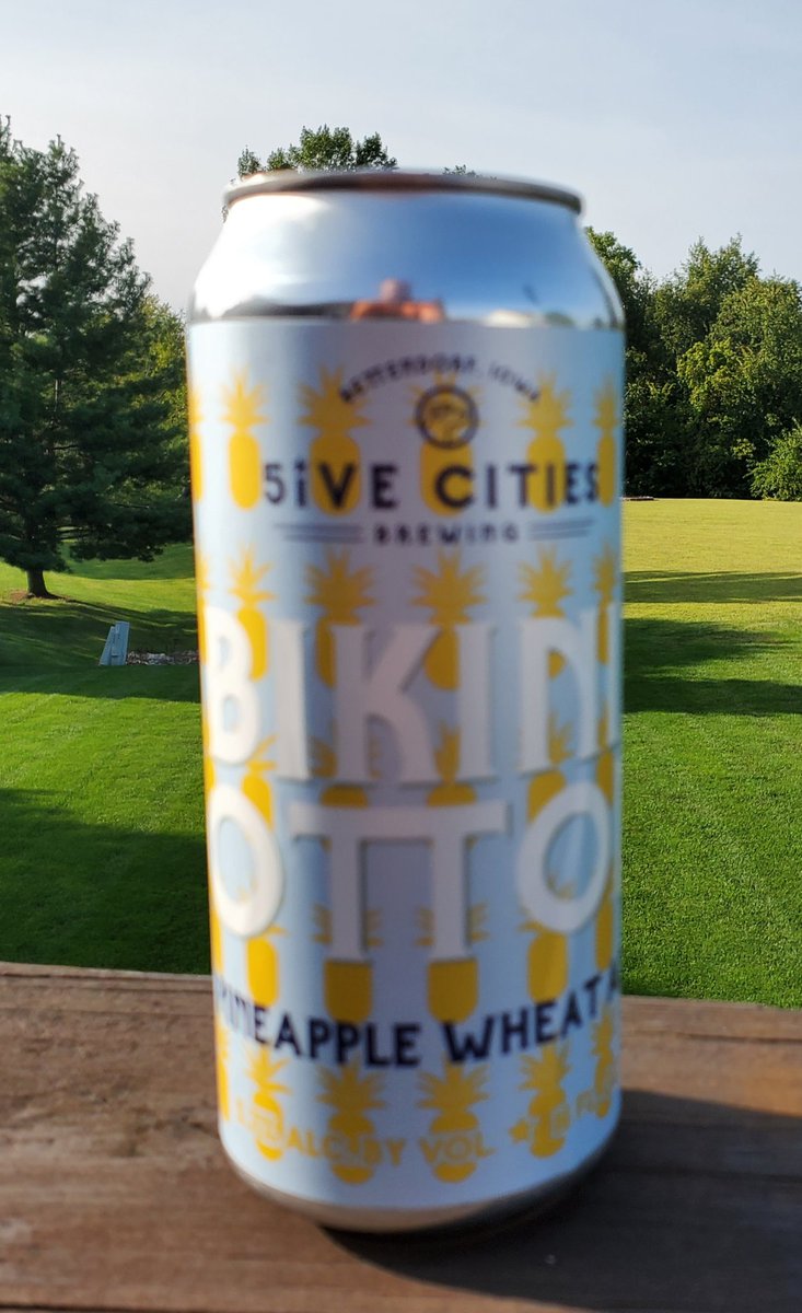 A tough workday Tuesday is no match for a @5citiesbrewing Bikini Bottom Pineapple Wheat Ale. The best thing to come out of Bettendorf since @southpaul133.