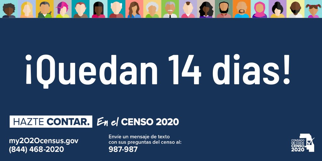 cookcountygov's tweet image. La fecha límite del censo es en 14 días. Tómese un momento para completar el censo hoy por correo, teléfono o en línea en my2020census.gov

Recuerde que todos los miembros de su hogar cuentan, desde bebés hasta personas mayores.

#CookCountyCensus