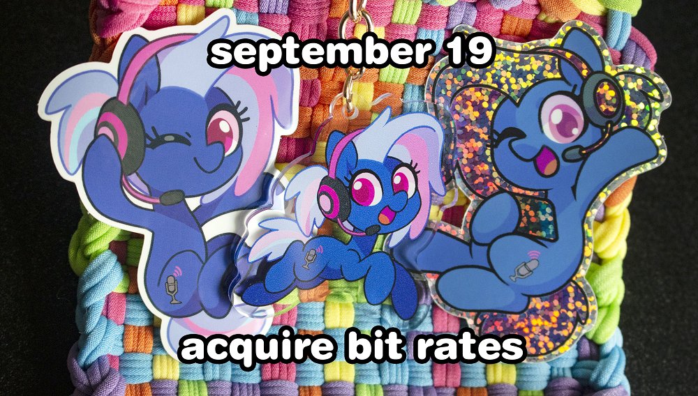 PonyFestOnline's tweet photo. .@Dawnfire will be premiering her new Bit Rate charms, and even selling a discounted Bit Rate bundle with stickers!! Acquire gamer horses at #PFO4!

https://t.co/pvYdEa7qCE

#ponyfest | #brony https://t.co/3nqQ2dUB1f
