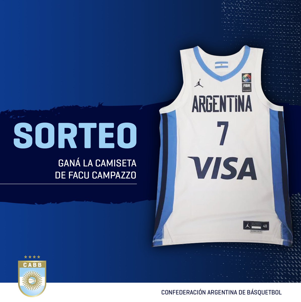 cabboficial's tweet photo. 🔥Para ponerle un moño a este emotivo primer aniversario mundialista vamos a sortear esta hermosa camiseta de Facu Campazzo entre quienes respondan este tweet con un mensaje para la Selección. 

Sólo deben hacer RT y escribir lo que sientan, con la etiqueta #ElAlmaOrgulloNacional https://t.co/d3VJrgxHUE