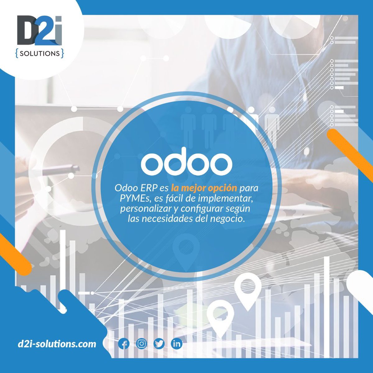 D2iSolutions's tweet photo. Con #Odoo ERP su empresa obtendrá un banco de aplicaciones empresariales que antes únicamente estaban al alcance de grandes compañías y que ahora con Odoo están completamente a su alcance. https://t.co/3qsc6zBhpe https://t.co/j9fqYTBrdb