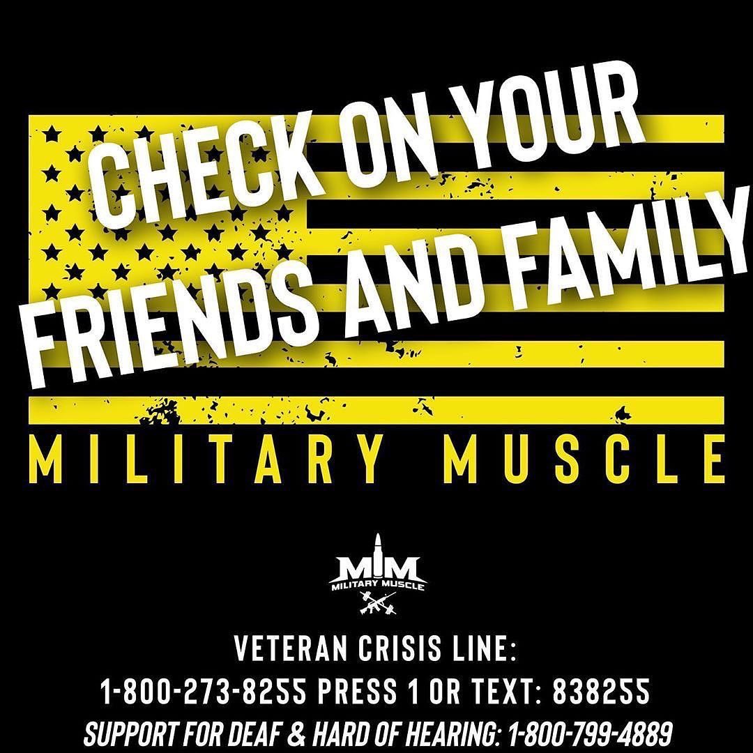 Check on your friends and family, you  might just save a life.....

#battlebuddy #veteransuicide #military #militrymuscle