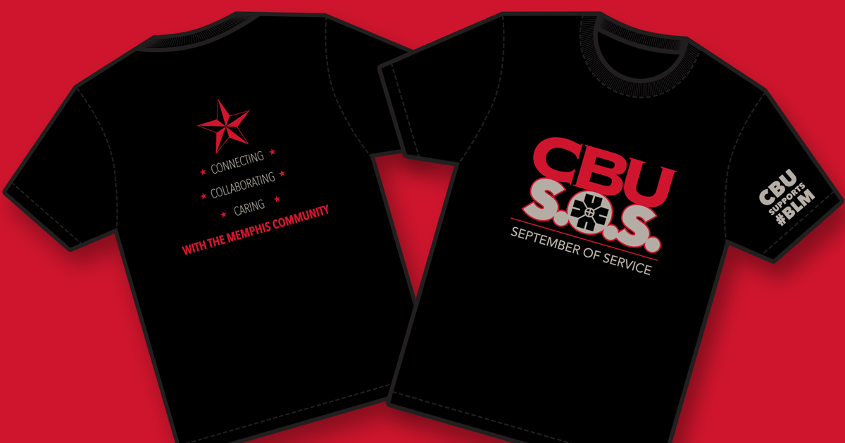 FromCBU's tweet photo. Have you got this year's #CBUSOS t-shirt yet? As part of CBU's support of the Black Lives Matter movement, a portion of this year's proceeds will be donated to the NAACP in support of their efforts in Memphis. Order yours today at https://t.co/IFVYQF0I2m! #SeptemberOfService https://t.co/wH1548tl1G
