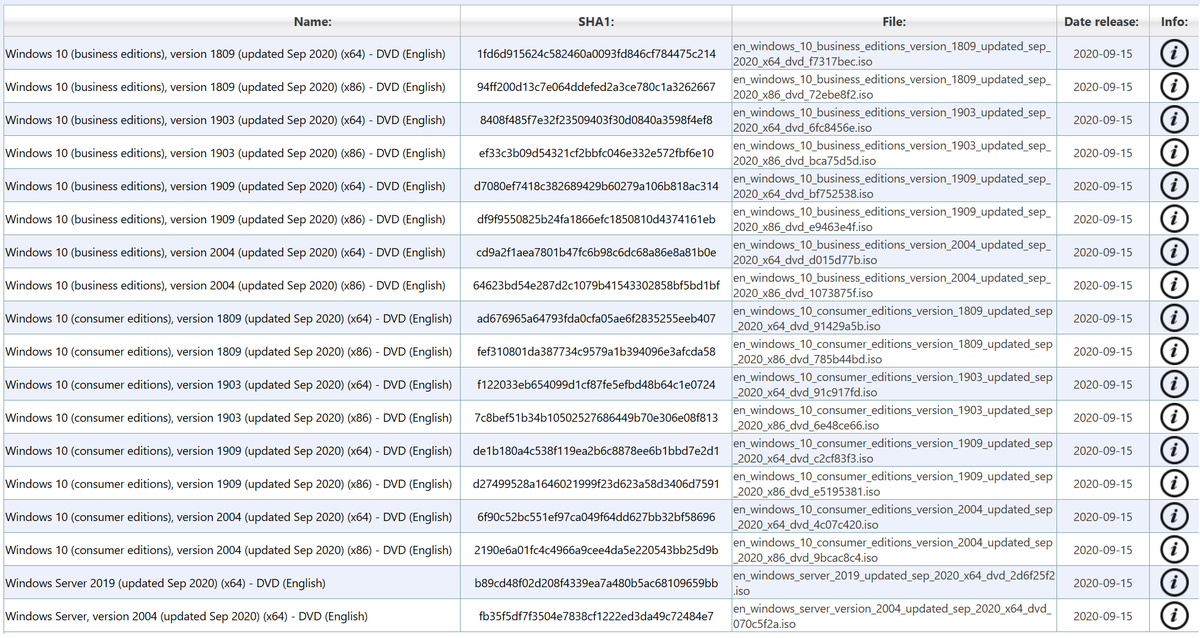 windows 10 1809 iso checksum