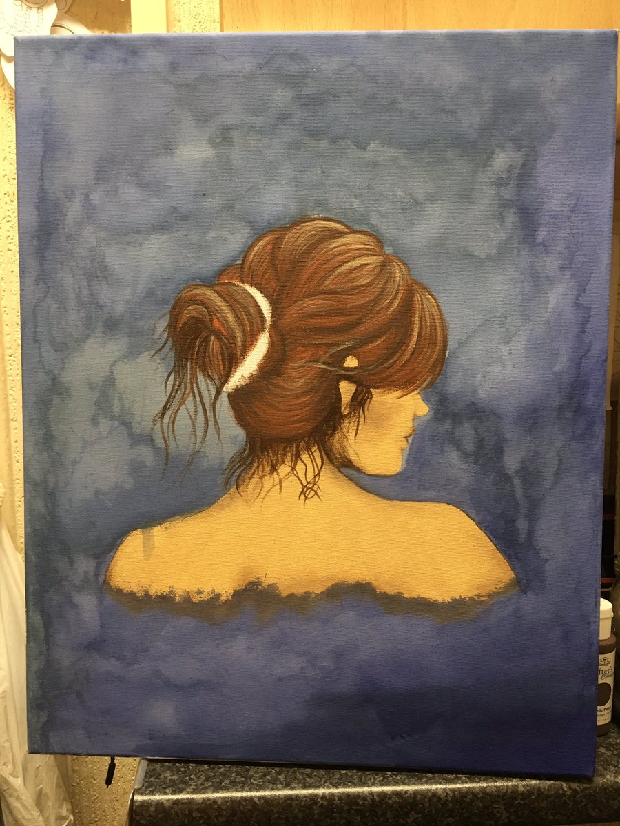 talentedwitches's tweet photo. Tonight I’m working on a commission. I will definitely need another night to finish this as there will be so much more details. Butterflies, text on top and bottom and ribbon in the girl’s hair. Totally enjoying painting this ♥️🎨🤩👍🏻 https://t.co/pDSlJHYfaw
