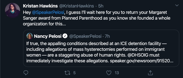 Instead of calling out Trump and ICE for these horrific human rights abuses and the reproductive coercion they have subjected immigrant women to, they’re spreading disinformation about abortion and Planned Parenthood—and attacking Democratic lawmakers. Sounds about right.