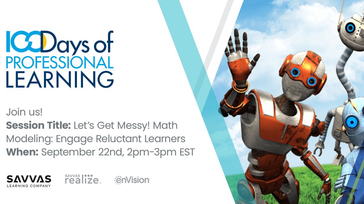 NCTM's tweet image. Join us Sep 22, 2020 02:00 PM EDT for the @SavvasLearning sponsored webinar Let’s get Messy! Mathematical Modeling: Engage your Reluctant Learners. 

Speakers: Kurt Whited, Andrew Byrns, and Monica Wadler. Register here: ow.ly/nnCa50BrSkN 

#NCTM #NCTM100 #MathWebinar