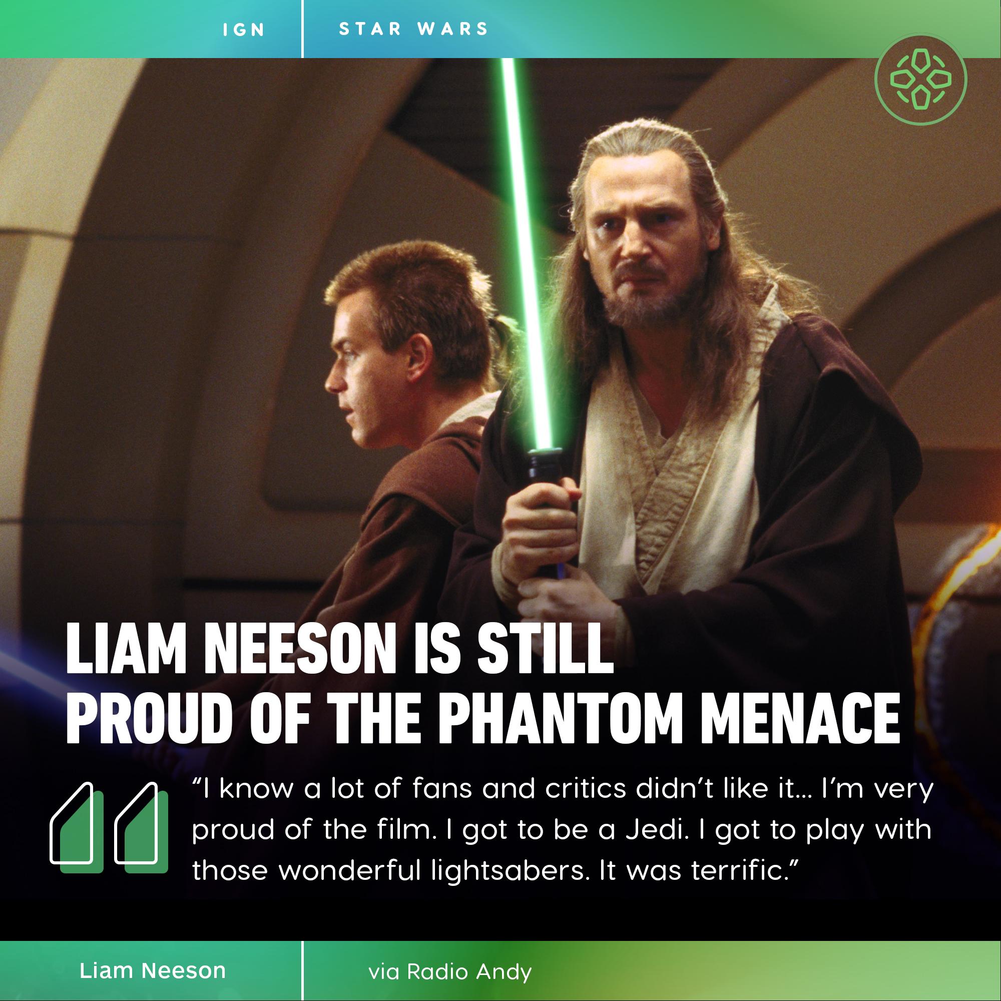 IGN on X: Qui-Gon Jinn actor Liam Neeson defended Star Wars Episode I: The  Phantom Menace and the performance of Ahmed Best as Jar Jar Binks.    / X