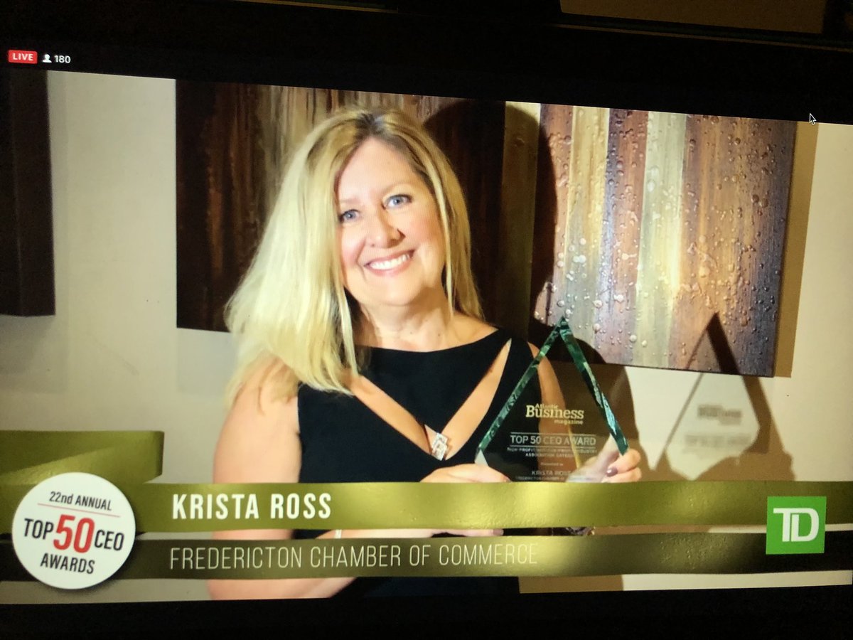 Congratulations to our CEO @KRossChamber, <a href="/Fton_Chamber/">Fredericton Chamber of Commerce</a> on winning a Top 50 CEO Award in the Non-Profit category from <a href="/AtlanticBus/">Atlantic Business Magazine</a>! We’re so proud of you!!