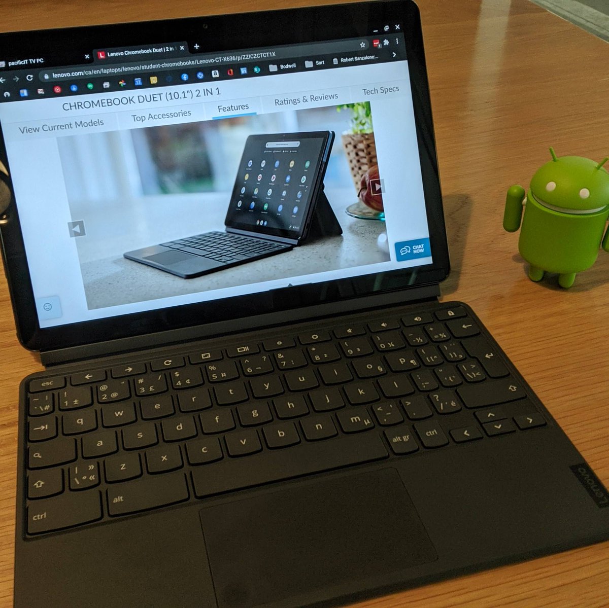 pacificIT's tweet photo. Trying out a Lenovo Chromebook Dual with Android. Chromebooks are now Android tablets optimized for landscape mode and a fully functional Chrome browser. MS Office runs reasonably well though no Access or Publisher yet. Still, quite impressive! #techreview https://t.co/WeZGoSl5rD