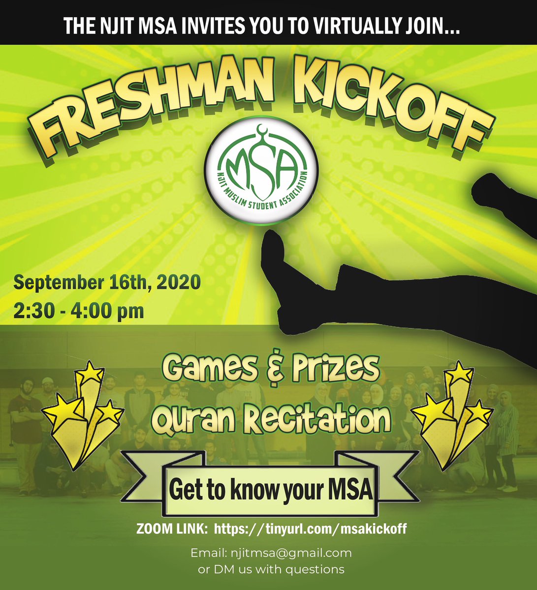 Happening tomorrow at 2:30 pm! Attend our Freshmen Kickoff event to learn more about the MSA and for a chance to win so many prizes! We can’t wait to see you all tomorrow inshaAllah!