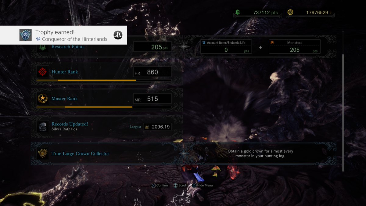 cyberpunknut's tweet photo. Conqueror of the Hinterlands (Platinum)
Unlock all trophies for Monster Hunter World: Iceborne. #monsterhunter https://t.co/3SAmyZn1wS