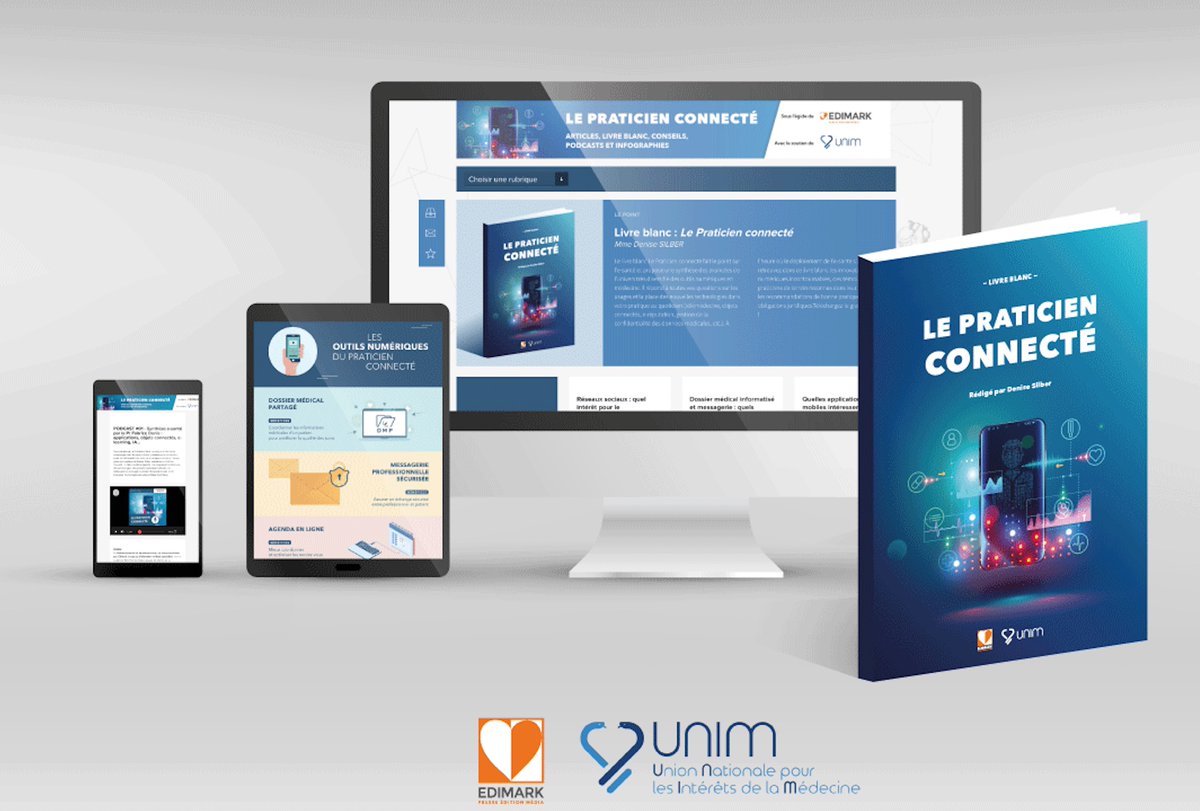 health20Paris's tweet photo. L'Espace du praticien connecté et ses contenus pour cliniciens, ouvert à tous, est lancé par @Edimark_Sante &amp; @InfoDentaire avec le soutien de l'Unim. Téléchargez le Livre Blanc du Praticien Connecté que j'ai eu grand plaisir à écrire https://t.co/QMDCgm8SSL #hcsmeufr #esante https://t.co/VO1r7BLsMM