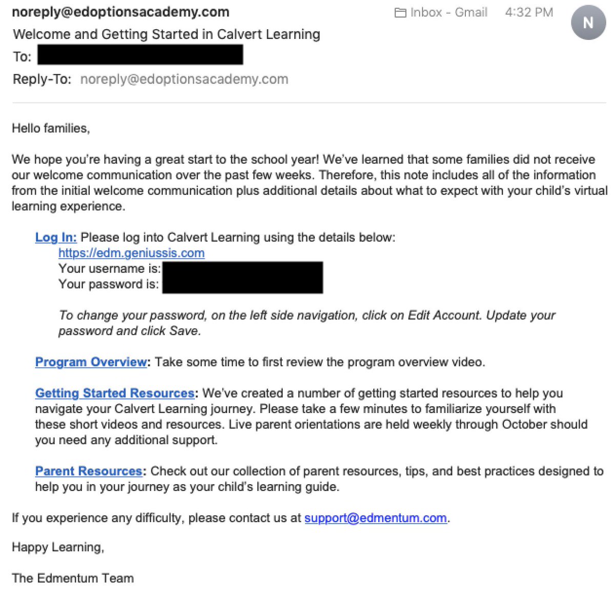 Hey @edmentum, did you really just send me an unsolicited email with the username/password that I set last week when I created my account?!??
