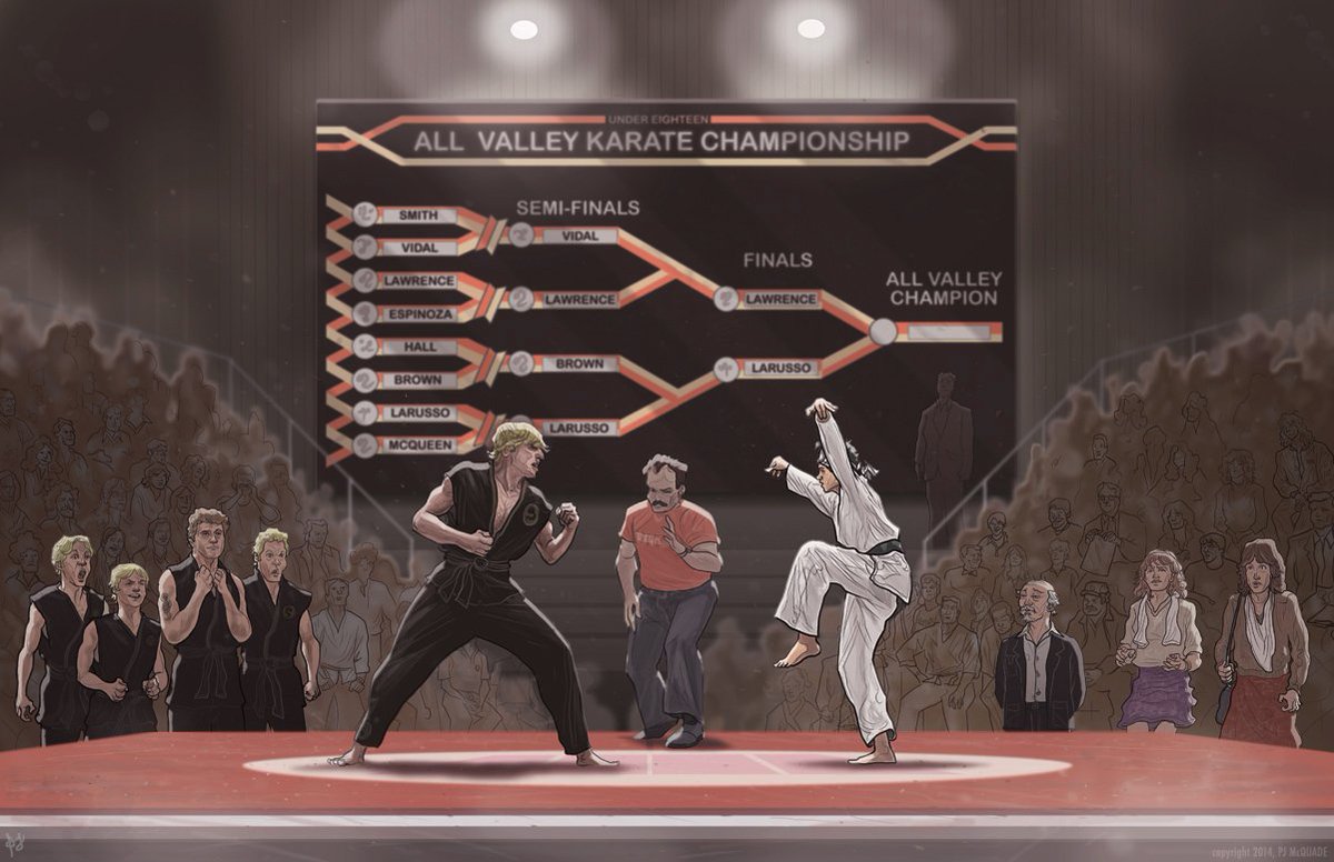 alucard8791's tweet photo. #thekaratekid #movie #finalfight #daniellarusso vs #johnnylawrence #art #illustration by #mcquade https://t.co/so3OAR1kQF