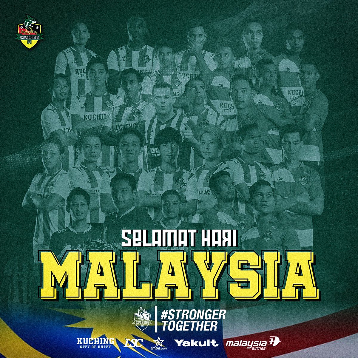 OfficialKCFC's tweet photo. Selamat Hari Malaysia kepada seluruh warganegara Malaysia!
Malaysia Prihatin.
#kuchingfa
#smallclubbigheart
#cityofunity
#strongertogether
#kchfaxsufc1family
#lsc
#starsport
#yakultmalaysia
#malaysiaairlines https://t.co/ymwmVr7yP4