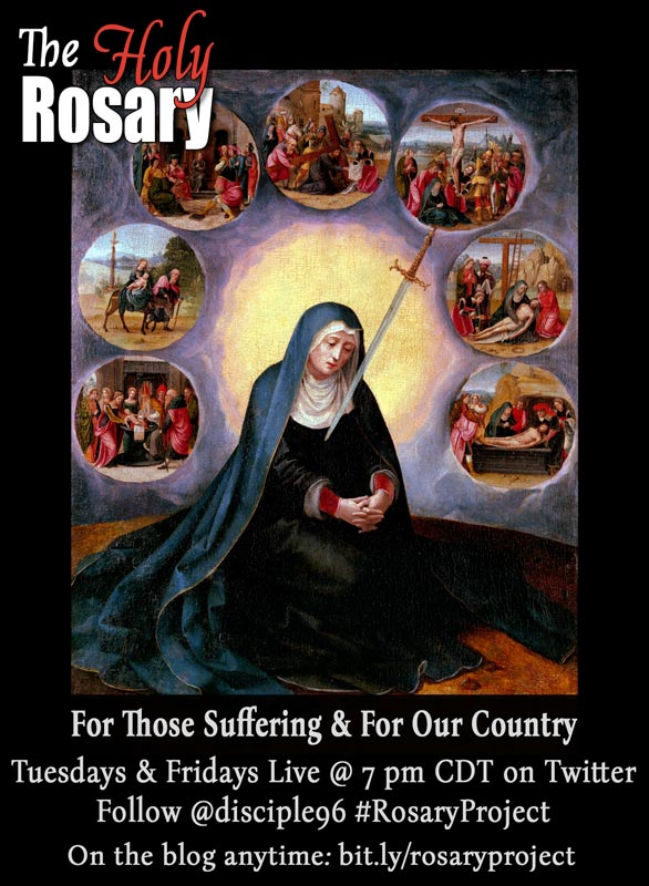 +JMJ+ Greetings, y’all, welcome to our Live Twitter Rosary Thread where we pray for all those suffering, for the healing of our country & our world.“Holy Mary, heaven’s Queen & our Lady, you stood by the Cross of the Lord.”  #CatholicTwitter  #RosaryProject  #OurLadyofSorrows